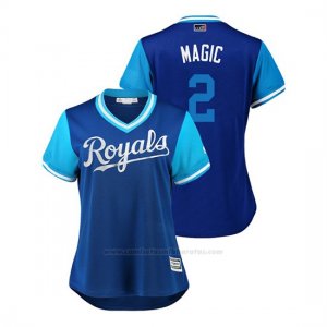 Camiseta Beisbol Mujer Kansas City Royals Alcides Escobar 2018 Llws Players Weekend Magic Royal