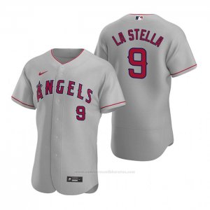 Camiseta Beisbol Hombre Los Angeles Angels Tommy La Stella Autentico 2020 Road Gris