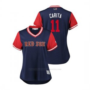 Camiseta Beisbol Mujer Boston Rojo Sox Rafael Devers 2018 Llws Players Weekend Carita Azul