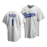 Camiseta Beisbol Hombre Brooklyn Los Angeles Dodgers White Pee Wee Reese Cooperstown Collection Primera Blanco