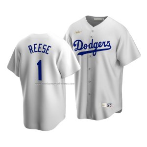 Camiseta Beisbol Hombre Brooklyn Los Angeles Dodgers White Pee Wee Reese Cooperstown Collection Primera Blanco