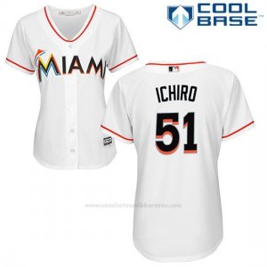 Camiseta Beisbol Hombre Miami Marlins 51 Ichiro Suzuki Blanco Cool Base