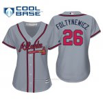 Camiseta Beisbol Mujer Atlanta Braves Mike Foltynewicz Cool Base Majestic Road 2019 Gris