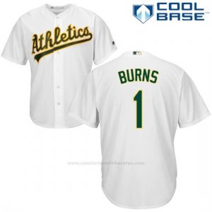 Camiseta Beisbol Hombre Oakland Athletics Billy Burns Blanco Autentico Coleccion Cool Base Custom