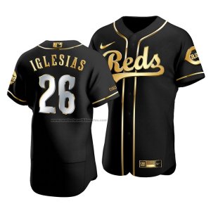 Camiseta Beisbol Hombre Cincinnati Reds Raisel Iglesias Golden Edition Autentico Negro