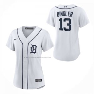 Camiseta Beisbol Mujer Detroit Tigers Dillon Dingler Primera Replica Blanco