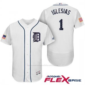 Camiseta Beisbol Hombre Detroit Tigers 2017 Estrellas y Rayas Jose Iglesias Blanco Flex Base