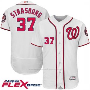 Camiseta Beisbol Hombre Washington Nationals Stephen Strasburg 37 Blanco Flex Base Autentico Coleccion Jugador