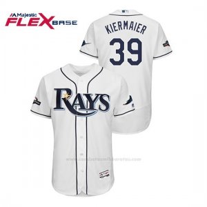 Camiseta Beisbol Hombre Tampa Bay Rays Kevin Kiermaier 2019 Postseason Flex Base Blanco