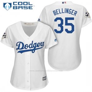 Camiseta Beisbol Mujer Los Angeles Dodgers 2017 World Series Cody Bellinger Blanco Cool Base