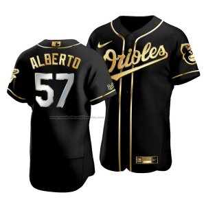 Camiseta Beisbol Hombre Baltimore Orioles Hanser Alberto Golden Edition Autentico Negro