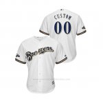 Camiseta Beisbol Hombre Milwaukee Brewers Personalizada 2019 Postseason Cool Base Blanco