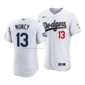 Camiseta Beisbol Hombre Los Angeles Dodgers Max Muncy 2021 Gold Program Autentico Blanco Oro