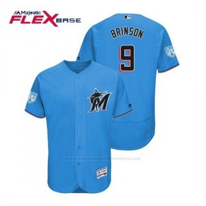 Camiseta Beisbol Hombre Miami Marlins Lewis Brinson Flex Base Entrenamiento de Primavera 2019 Azul