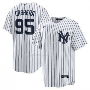 Camiseta Beisbol Hombre New York Yankees Oswaldo Cabrera Primera Replica Blanco