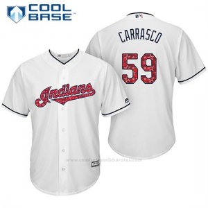 Camiseta Beisbol Hombre Cleveland Indians 2017 Estrellas y Rayas 59 Carlos Carrasco Blanco Cool Base