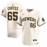 Camiseta Beisbol Hombre Milwaukee Brewers Nestor Cortes Primera Limited Crema