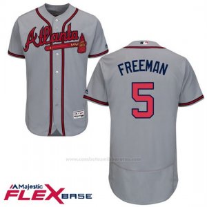 Camiseta Beisbol Hombre Atlanta Braves 5 Frojodie Freeman Autentico Coleccion Flex Base Gris