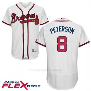 Camiseta Beisbol Hombre Atlanta Braves 8 Jace Peterson Blanco Autentico Coleccion Flex Base