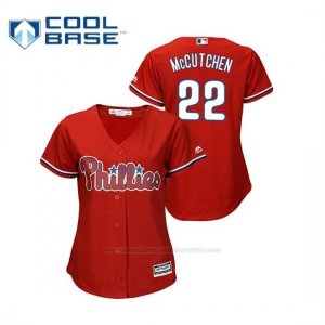 Camiseta Beisbol Mujer Philadelphia Phillies Andrew Mccutchen Cool Base Majestic Alternato Rojo