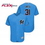 Camiseta Beisbol Hombre Miami Marlins Caleb Smith Flex Base Autentico Collection Alternato 2019 Azul