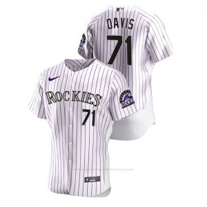 Camiseta Beisbol Hombre Colorado Rockies Wade Davis Authentic Blanco