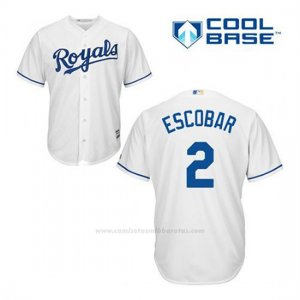 Camiseta Beisbol Hombre Kansas City Royals Alcides Escobar 2 Blanco 1ª Cool Base