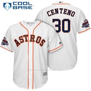 Camiseta Beisbol Hombre Houston Astros 2017 World Series Campeones Juan Centeno Blanco Cool Base