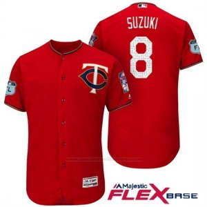 Camiseta Beisbol Hombre Minnesota Twins Kurt Suzuki Scarlet 2017 Entrenamiento de Primavera Flex Base Jugador