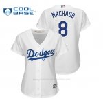 Camiseta Beisbol Mujer Los Angeles Dodgers Manny Machado Cool Base Official 1ª Blanco