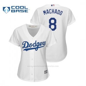 Camiseta Beisbol Mujer Los Angeles Dodgers Manny Machado Cool Base Official 1ª Blanco