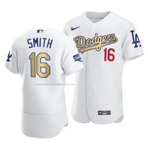 Camiseta Beisbol Hombre Los Angeles Dodgers Will Smith 2021 Gold Program Patch Autentico Blanco