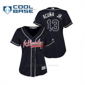 Camiseta Beisbol Mujer Atlanta Braves Ronald Acuna Jr. Cool Base Majestic Alternato 2019 Azul