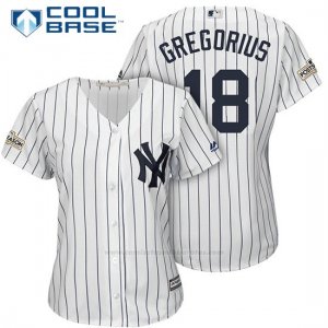Camiseta Beisbol Mujer New York Yankees 2017 Postemporada Didi Gregorius Blanco Cool Base