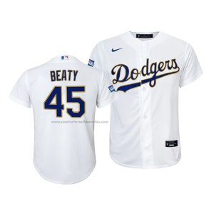 Camiseta Beisbol Nino Los Angeles Dodgers Matt Beaty 2021 Gold Program Replica Blanco