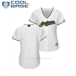 Camiseta Beisbol Mujer Indians 2018 Dia de los Caidos Cool Base Blanco