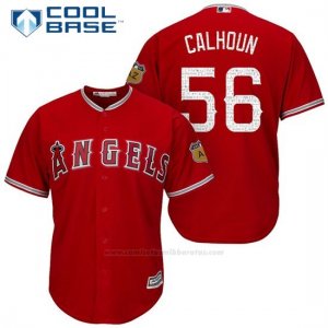 Camiseta Beisbol Hombre Los Angeles Angels Kole Calhoun 56 Scarlet 2017 Entrenamiento de Primavera Cool Base Jugador