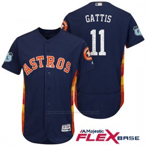 Camiseta Beisbol Hombre Houston Astros Evan Gattis 11 Azul 2017 Entrenamiento de Primavera Flex Base Jugador