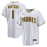 Camiseta Beisbol Hombre San Diego Padres Yuki Matsui Primera Replica Blanco