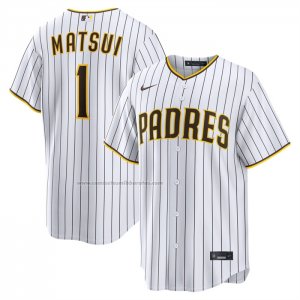 Camiseta Beisbol Hombre San Diego Padres Yuki Matsui Primera Replica Blanco