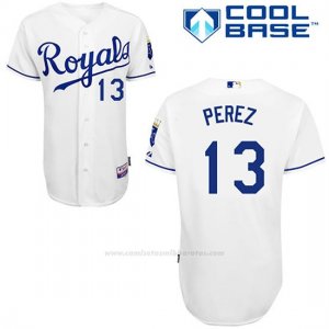 Camiseta Beisbol Hombre Kansas City Royals Salvador Perez Blanco Cool Base