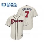 Camiseta Beisbol Hombre Atlanta Braves Dansby Swanson Cool Base Majestic Alternato 2019 Crema