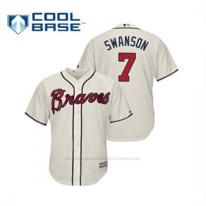 Camiseta Beisbol Hombre Atlanta Braves Dansby Swanson Cool Base Majestic Alternato 2019 Crema