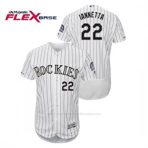 Camiseta Beisbol Hombre Colorado Rockies Chris Iannetta 150th Aniversario Patch Flex Base Blanco