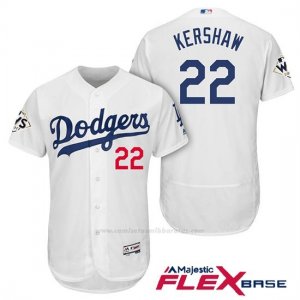 Camiseta Beisbol Hombre Los Angeles Dodgers 2017 World Series Clayton Kershaw Blanco Flex Base