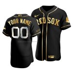 Camiseta Beisbol Hombre Boston Red Sox Personalizada Golden Edition Autentico Negro