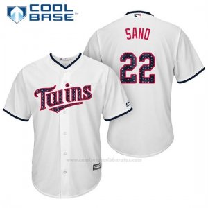Camiseta Beisbol Hombre Minnesota Twins 2017 Estrellas y Rayas Miguel Sano Blanco Cool Base