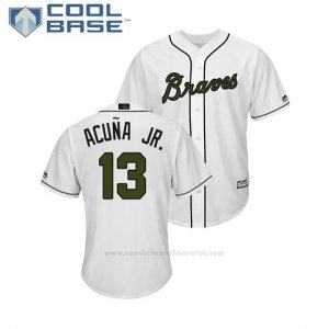 Camiseta Beisbol Hombre Atlanta Braves Ronald Acuna Jr. 2018 Dia de los Caidos Cool Base Blanco