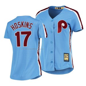 Camiseta Beisbol Mujer Philadelphia Phillies Rhys Hoskins Cooperstown Collection Road Azul