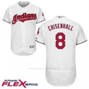 Camiseta Beisbol Hombre Cleveland Indians 8 Lonnie Chisenhall Blanco Flex Base